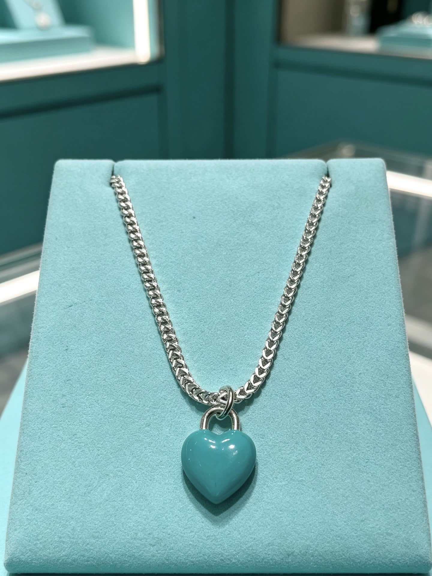 Tiffany & Co. Blue Heart Lock Necklace
